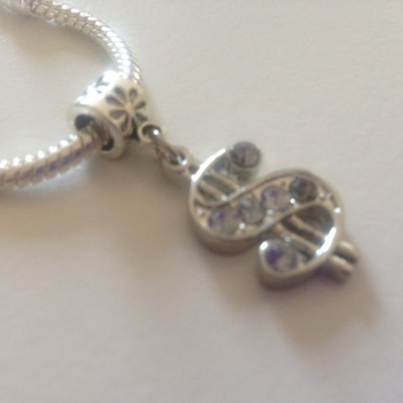 DOLLAR SIGN Dangling Charm Bead For European Style Charm Bracelets - Picture 3 of 3